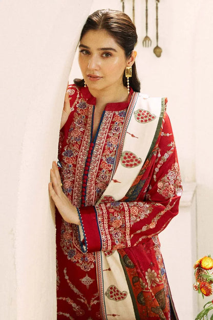 ZC-50 (2) Unstitched Fully Embroided Dhanak Suit With Wool Shawl